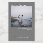 Eenvoudig grijs weddenschap en Bedankt Afbeelding Wijn Etiket (Enkel label)