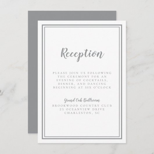 Eenvoudig grijs weddenschap Wit Lijst Informatiekaartje (Voorkant / Achterkant)