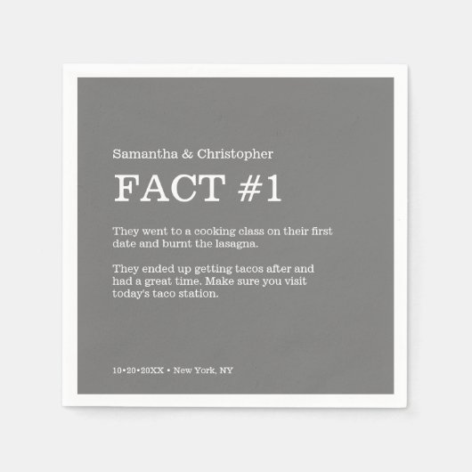 Eenvoudig grijs wit bruiloft feit servet (Voorkant)