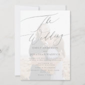 Eenvoudig grijs wit de bruiloft foto overlay kaart (Voorkant)