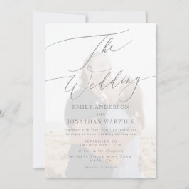 Eenvoudig grijs wit de bruiloft foto overlay kaart