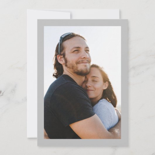 Eenvoudig grijs wit de bruiloft foto overlay kaart (Achterkant)