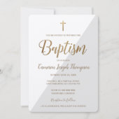 Eenvoudig Grijs Wit Goud Kruis Virtuele Doop Kaart (Voorkant)