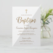 Eenvoudig Grijs Wit Goud Moderne Doop Kaart (Staand voorkant)