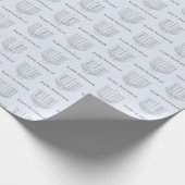 Eenvoudig Grijs Wit Menorah Gelukkig Chanoeka Cadeaupapier (Hoek)