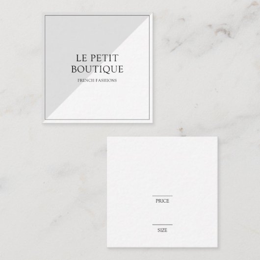 Eenvoudig grijs wit Mode Kleding Chic Price Label (Voorkant / Achterkant)