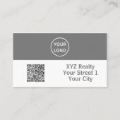 Eenvoudig grijs wit onroerend goed belegger visitekaartje (Achterkant)