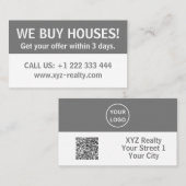 Eenvoudig grijs wit onroerend goed belegger visitekaartje (Voorkant / Achterkant)