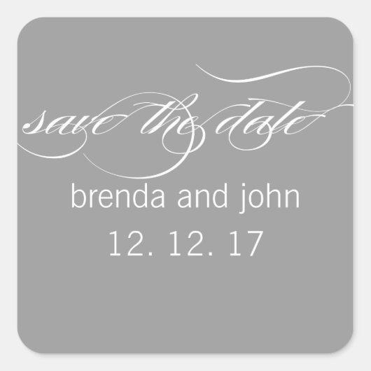 Eenvoudig grijs wit Save the Date Wedding Sticker (Voorkant)