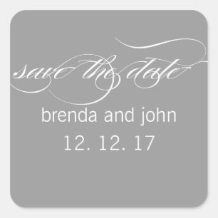 Eenvoudig grijs wit Save the Date Wedding Sticker