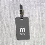 Eenvoudig grijs wit vet monogram bagagelabel<br><div class="desc">Elegant aanpasbaar grijs bagagelabel met gedurfd monogram.</div>