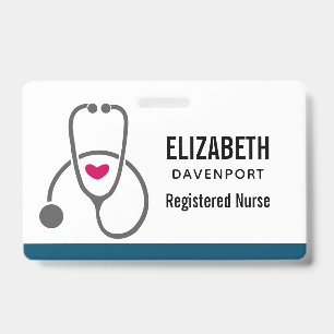 Eenvoudig grijs zenuwstethoscoop en hart badge