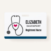 Eenvoudig grijs zenuwstethoscoop en hart badge (Voorkant)