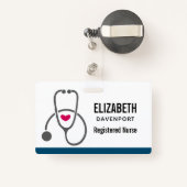 Eenvoudig grijs zenuwstethoscoop en hart badge (Achterkant met intrekbare)