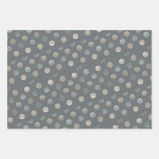 Eenvoudig grijs & zilveren polka stippen modern & inpakpapier vel (Voorkant 3)