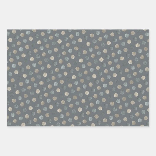 Eenvoudig grijs & zilveren polka stippen modern &  inpakpapier vel (Voorkant)