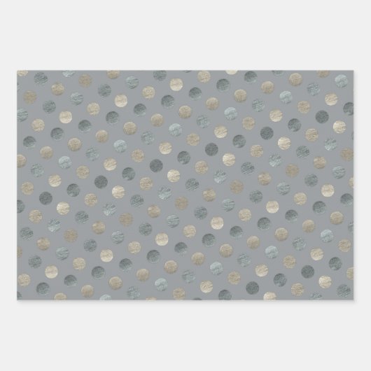 Eenvoudig grijs & zilveren polka stippen modern &  inpakpapier vel (Voorkant 3)