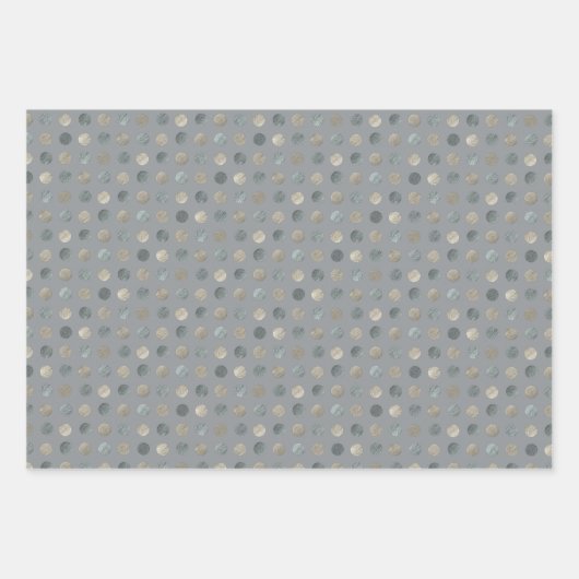 Eenvoudig grijs & zilveren polka stippen modern &  inpakpapier vel (Voorkant 2)