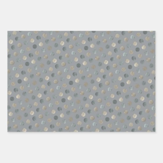 Eenvoudig grijs & zilveren polka stippen modern &  inpakpapier vel (Voorkant)