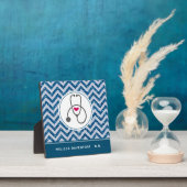 Eenvoudig grijs zurend stethoscoop op blauwe Chevr Fotoplaat (Insitu)