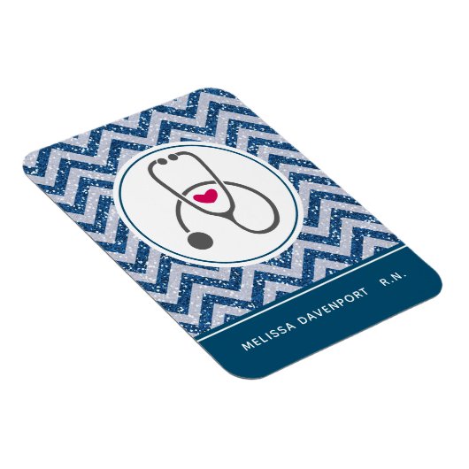 Eenvoudig grijs zurend stethoscoop op blauwe Chevr Magneet (Rechterzijde)