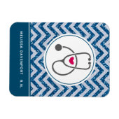 Eenvoudig grijs zurend stethoscoop op blauwe Chevr Magneet (Horizontaal)