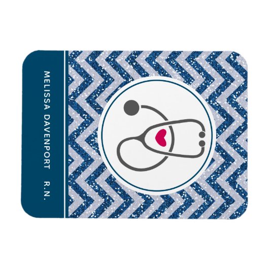 Eenvoudig grijs zurend stethoscoop op blauwe Chevr Magneet (Horizontaal)