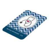 Eenvoudig grijs zurend stethoscoop op blauwe Chevr Magneet (Linkerzijde)