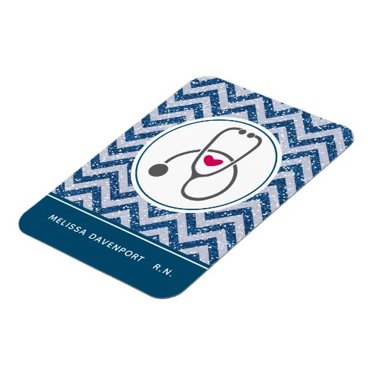 Eenvoudig grijs zurend stethoscoop op blauwe Chevr Magneet (Linkerzijde)