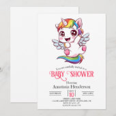 Eenvoudig grillig eenhoorn Baby shower Kaart (Voorkant / Achterkant)