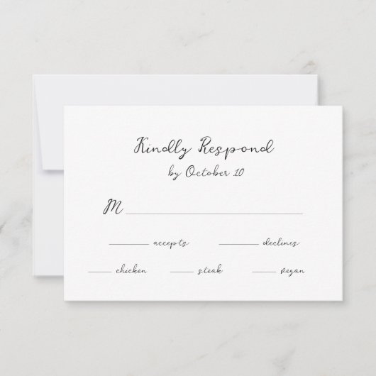 Eenvoudig grillig handgeschreven script | Bruiloft RSVP Kaartje (Voorkant)