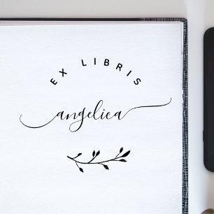 Eenvoudig grillig script minimalistisch ex libris rubberstempel