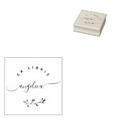 Eenvoudig grillig script minimalistisch ex libris  rubberstempel (Gestempeld)