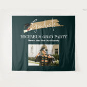 Eenvoudig groen Afstuderen Foto Booth-achtergrond Wandkleed (Voorkant (horizontaal))