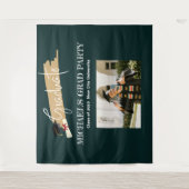 Eenvoudig groen Afstuderen Foto Booth-achtergrond Wandkleed (Voorkant)