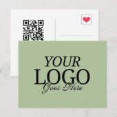 Eenvoudig groen bedrijf Logo met QR Code Business Briefkaart (Voorkant / Achterkant)