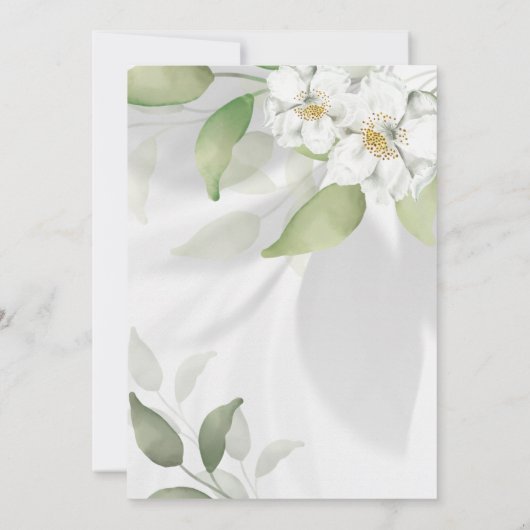 Eenvoudig Groen blad met Fotodoop Uitnodiging (Achterkant)