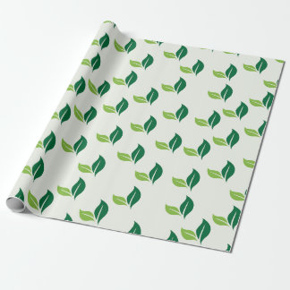 Eenvoudig groen blad met patroon cadeaupapier