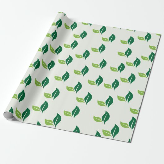 Eenvoudig groen blad met patroon cadeaupapier (Uitgerold)