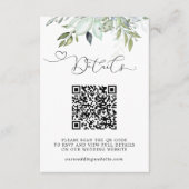 Eenvoudig groen blad QR-code & foto bruiloft Informatiekaartje (Voorkant)