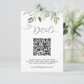 Eenvoudig groen blad QR-code & foto bruiloft Informatiekaartje (Staand voorkant)