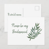 Eenvoudig groen botanisch bridesmaïdevoorstel briefkaart (Voorkant / Achterkant)