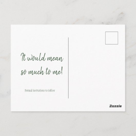 Eenvoudig groen botanisch bridesmaïdevoorstel briefkaart (Achterkant)