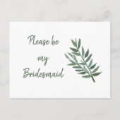 Eenvoudig groen botanisch bridesmaïdevoorstel briefkaart (Voorkant)