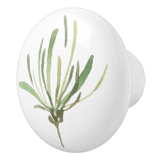 Eenvoudig groen botanisch leder keramische knop (Rechts)