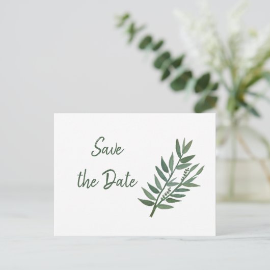 Eenvoudig groen botanisch sparen de Datum Briefkaart (Staand voorkant)