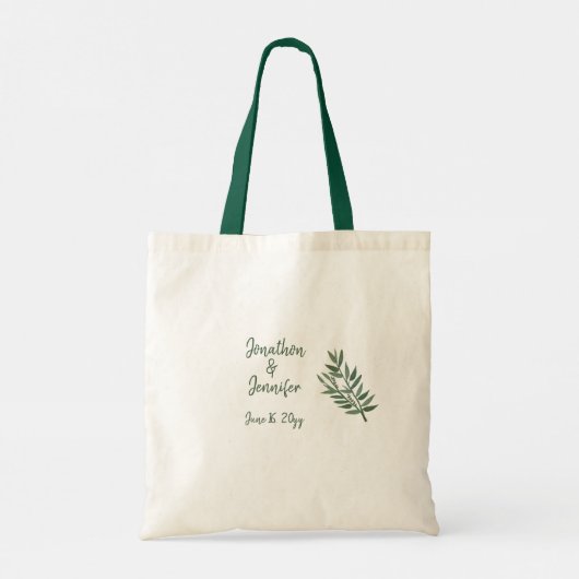 Eenvoudig groen Botanische bruidsmeisje gunst Tote Bag (Achterkant)