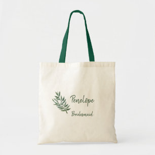 Eenvoudig groen Botanische bruidsmeisje gunst Tote Bag