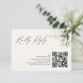 Eenvoudig groen Botanische Dark Navy QR-code RSVP Kaartje (Staand voorkant)