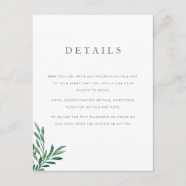 Eenvoudig groen bruiloft details Kaart